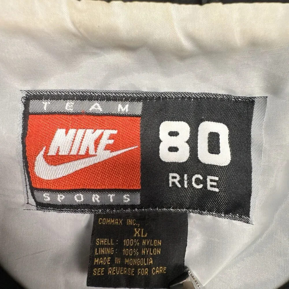 Vintage Nike Team Sports Jerry Rice 80 Big Swoosh Jacket Black XL 90s Rare
